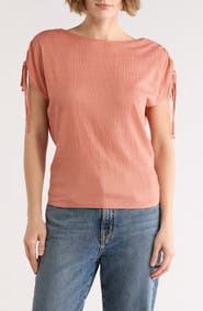 MAX STUDIO Ruched Shoulder Top