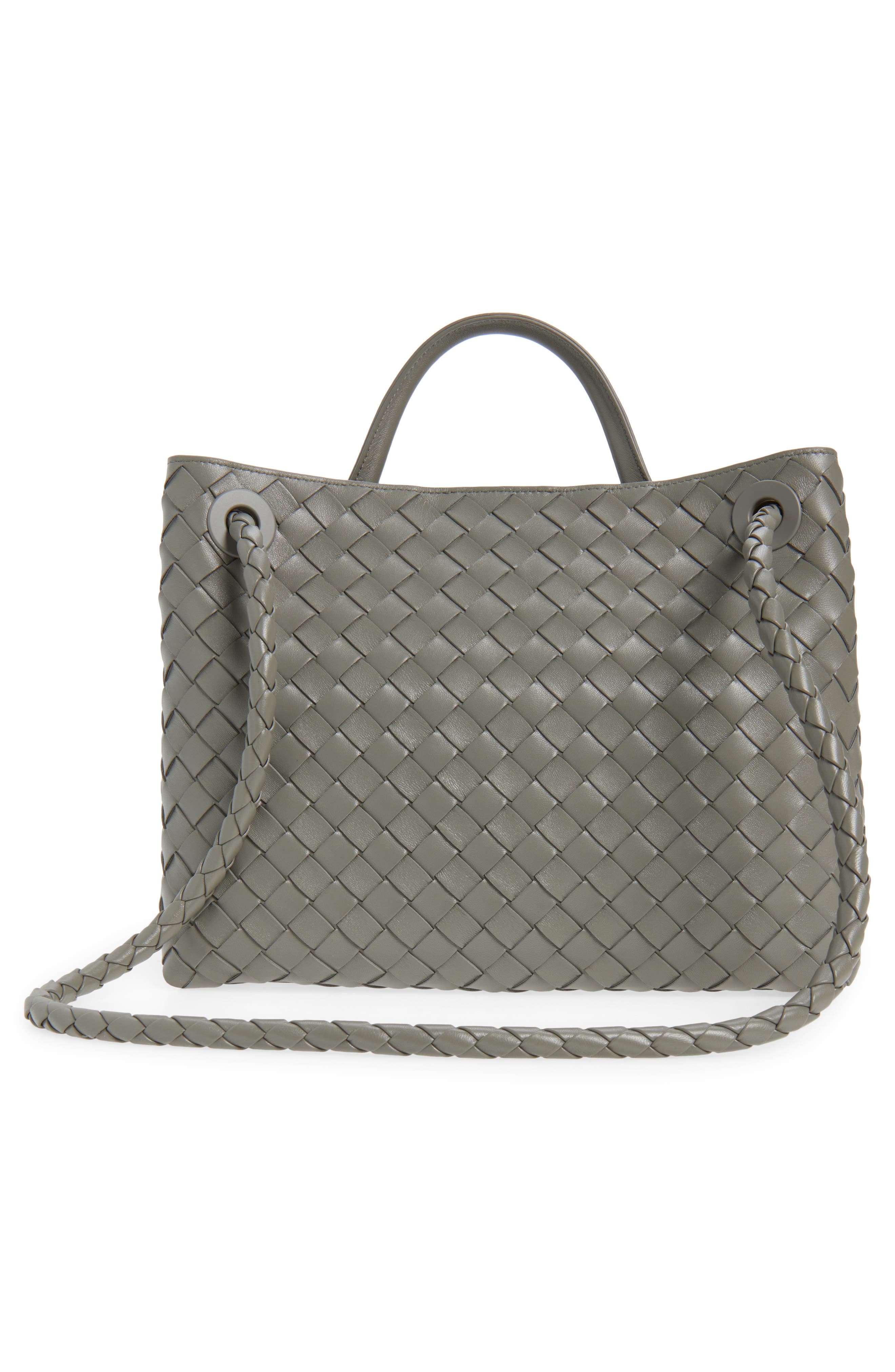Medium Andiamo Intrecciato Shoulder Bag, Alternate, color, 1590 BASALT-MB