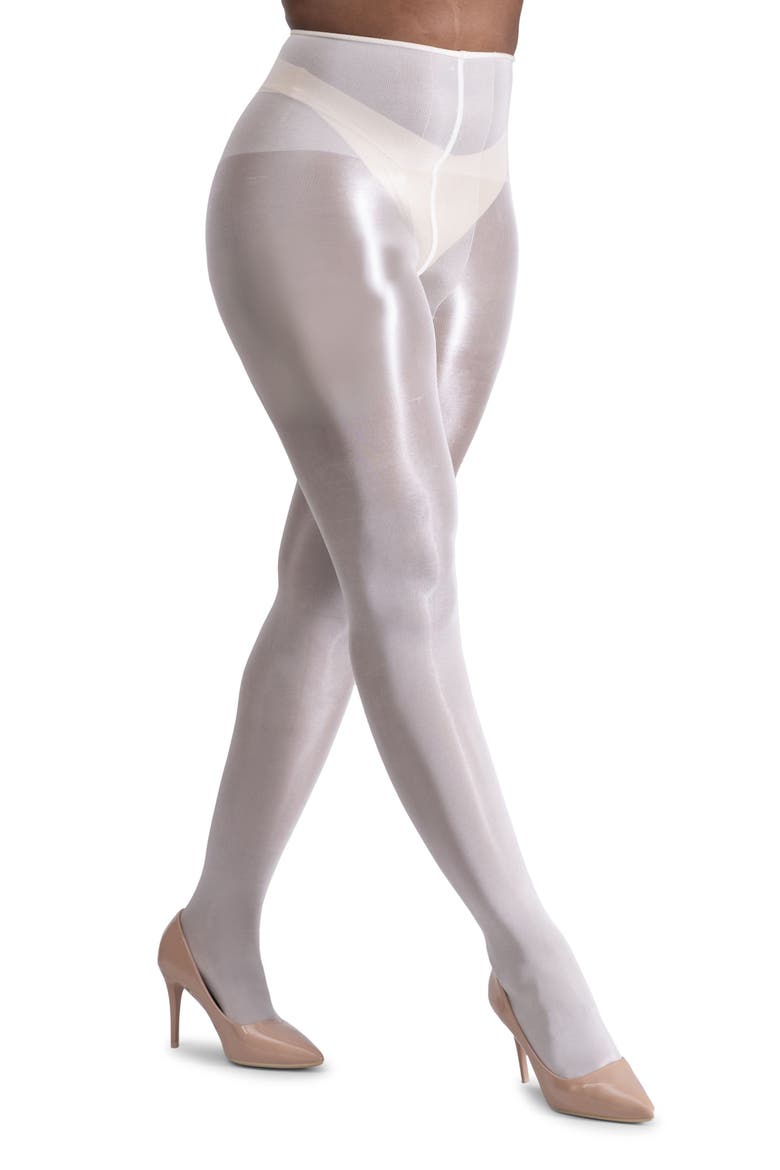 Lustrous Silky Shiny 40-Denier Semi-Opaque Tights, Alternate, color, WHITE