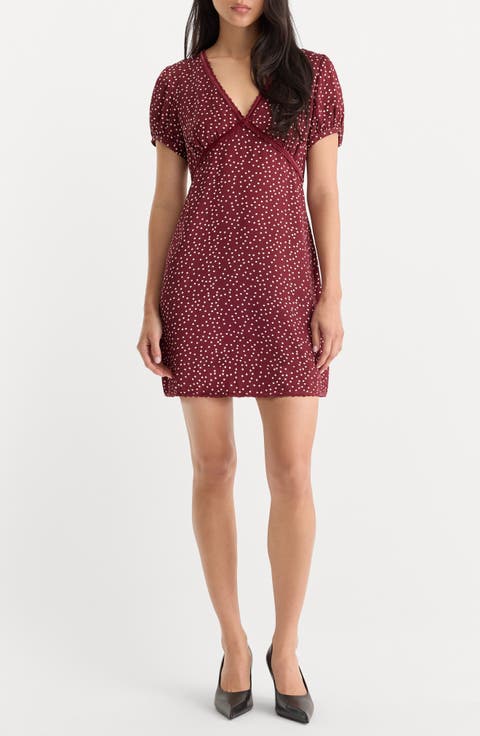 Lace Trim V-Neck Minidress