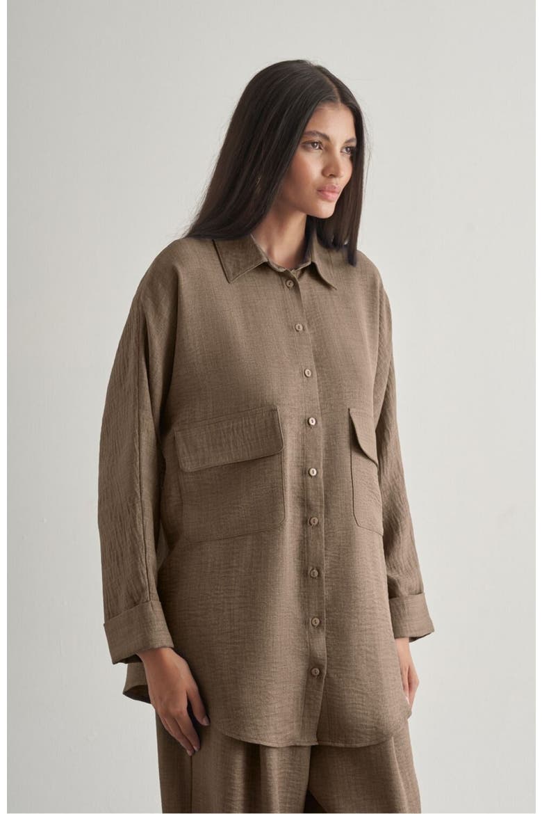 Linen Tunic, Alternate, color, Brown