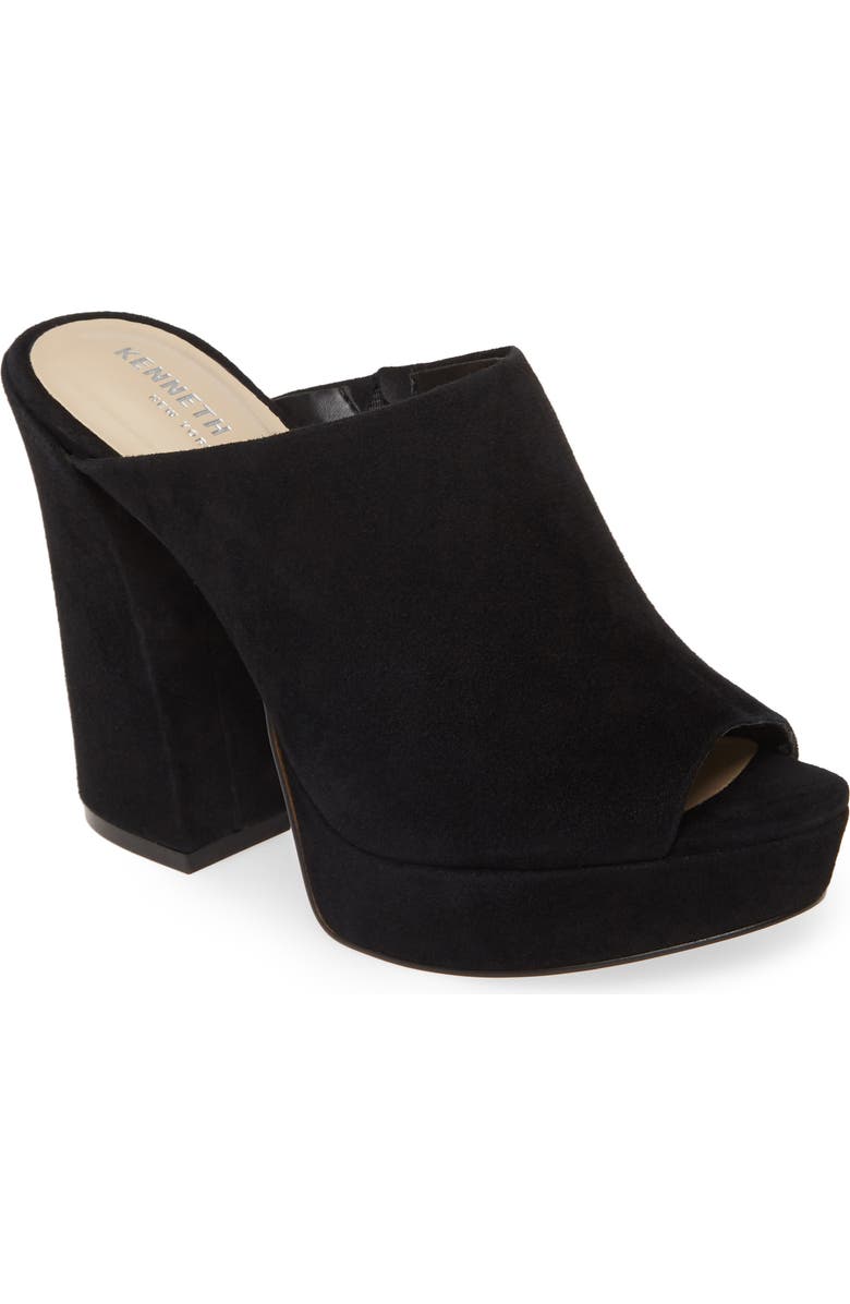 Kenneth Cole New York Gracen Mule Platform Sandal, Main, color, Black Suede