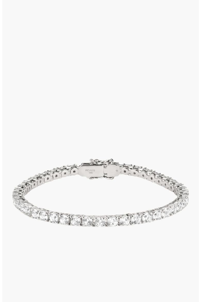Lab Grown Sapphire Tennis Bracelet, Main, color, Sterling Silver