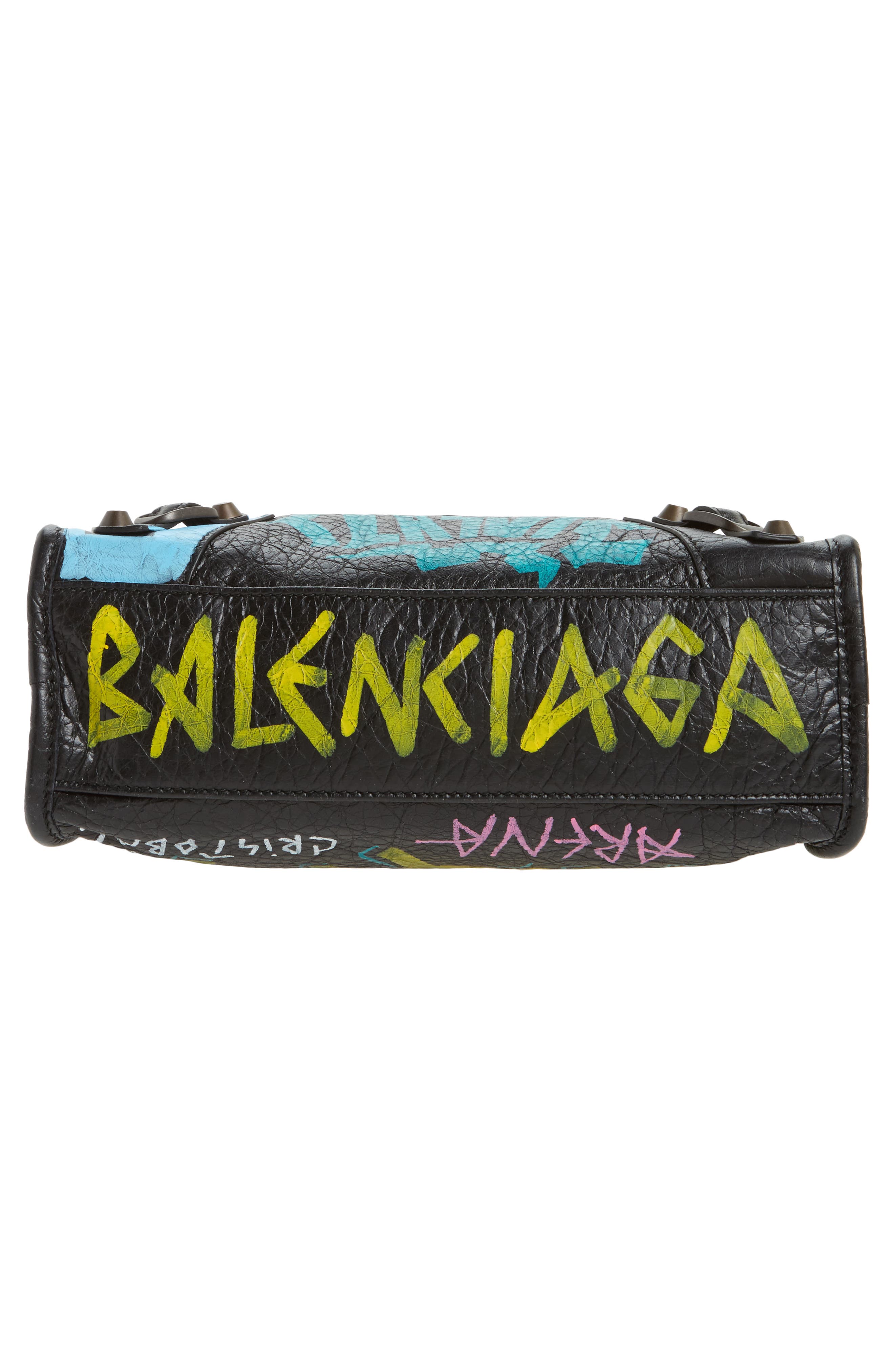 Balenciaga Mini City Graffiti Leather Tote, Alternate, color, 