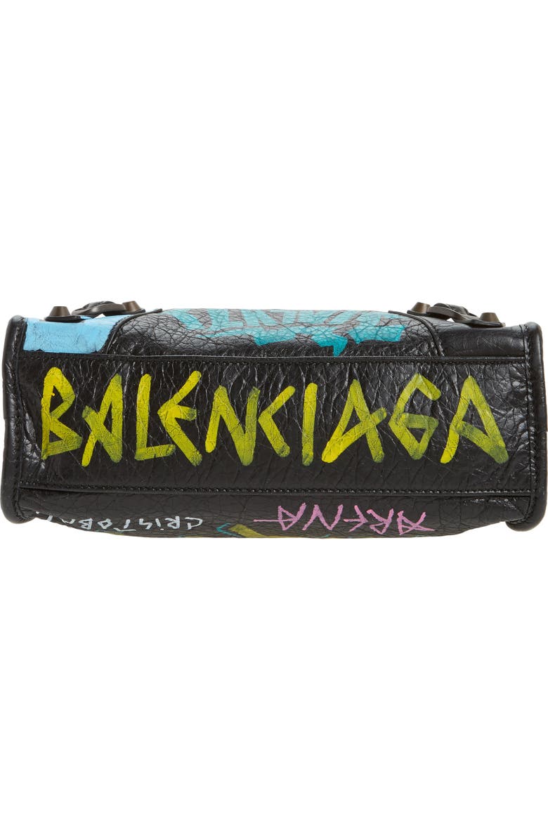 Balenciaga Mini City Graffiti Leather Tote, Alternate, color,