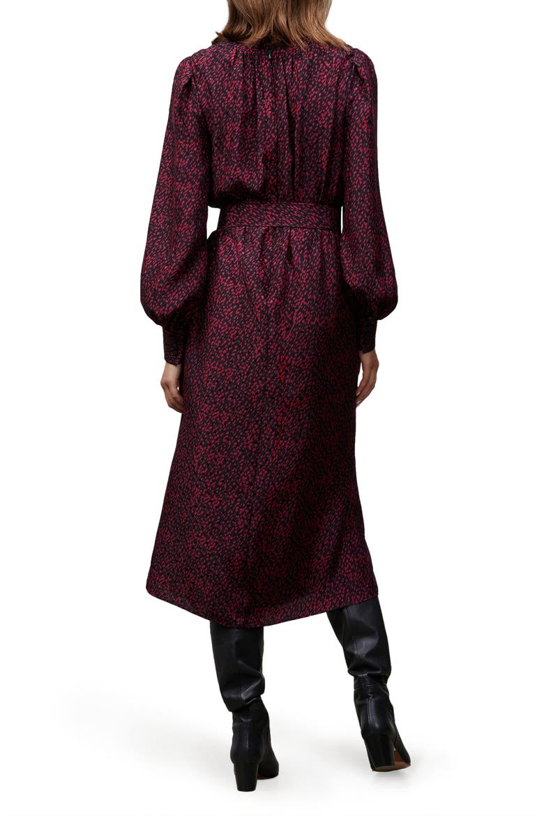 Iver Falling Dot Print Long Sleeve Silk Midi Dress, Alternate, color, HIBISCUS MULTI