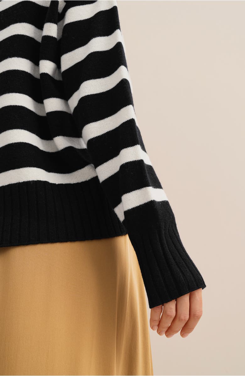 Lilysilk The Gilly Stripe Sweater, Alternate, color, Black