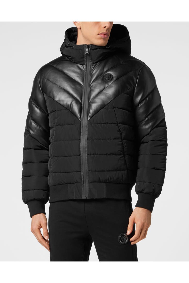 Nylon Puffer Jacket Men, Main, color, black