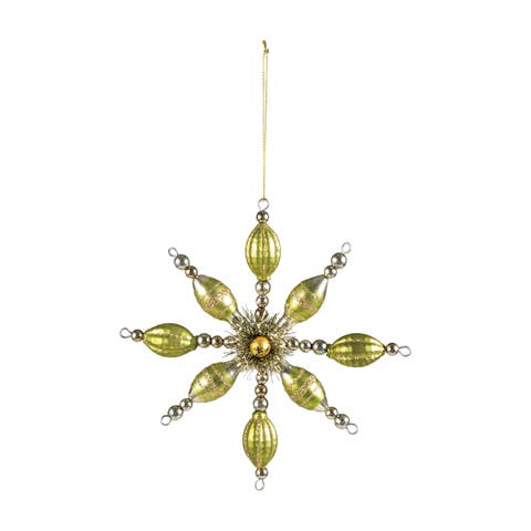 Glass Snowflake Ornament with Beaded Detailing