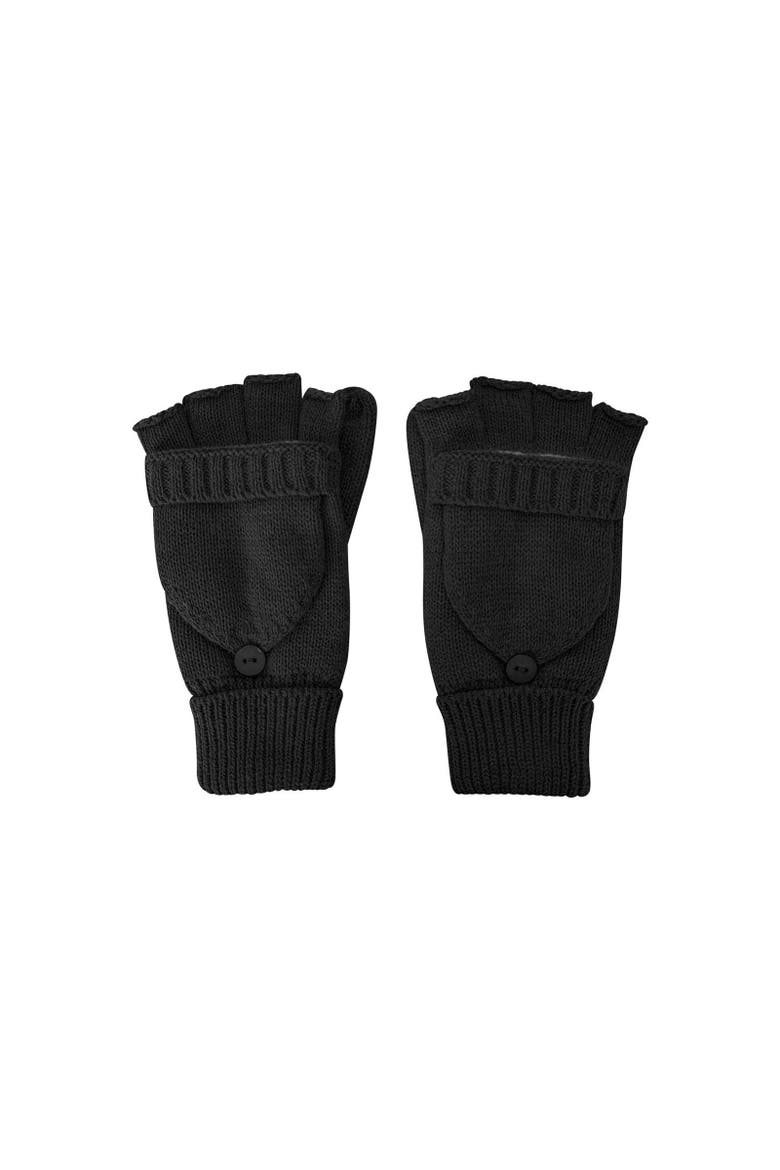 Fingerless Knitted Mittens, Alternate, color, Black