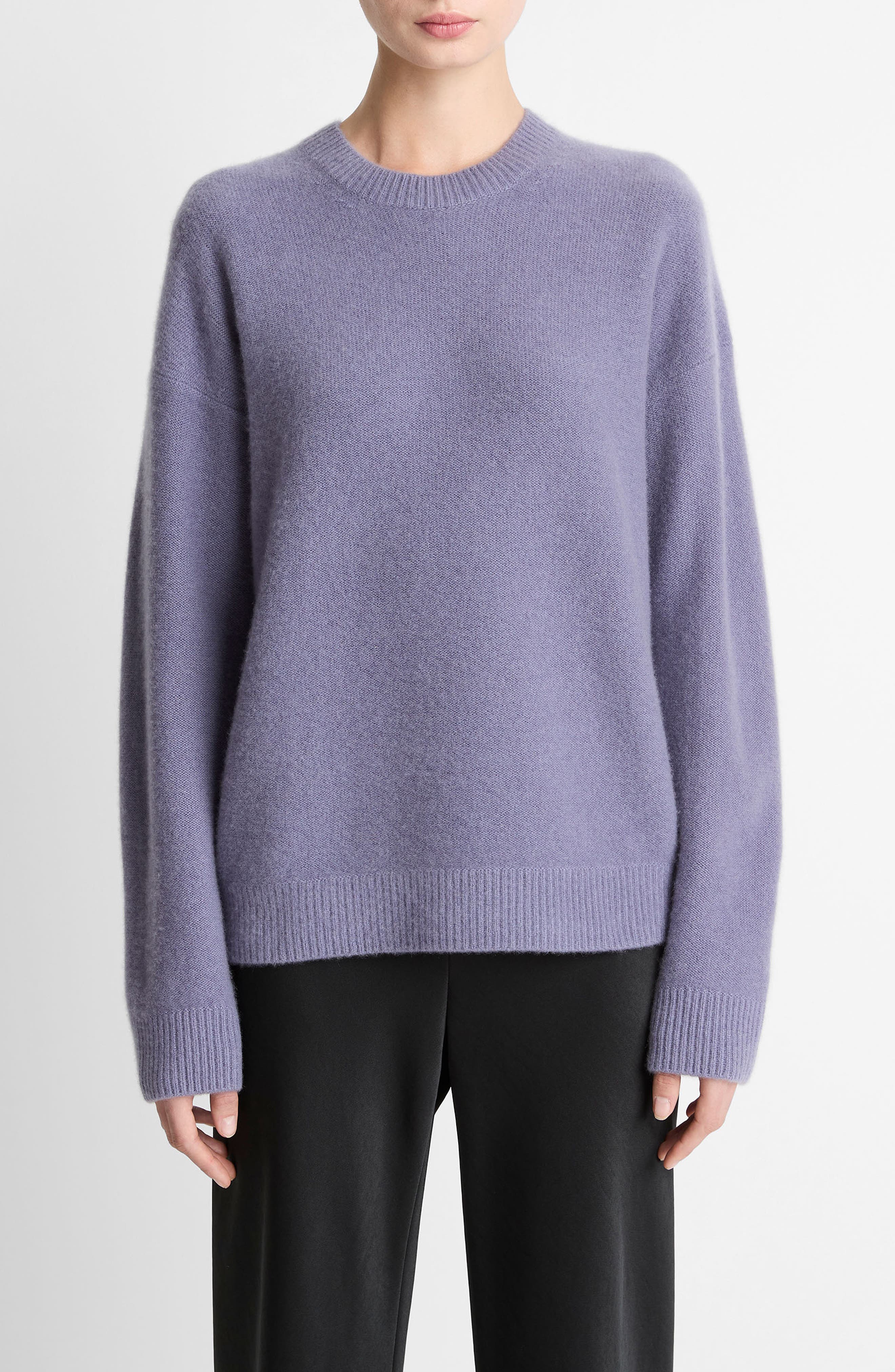 Vince Boiled Cashmere Crewneck Sweater In Purple