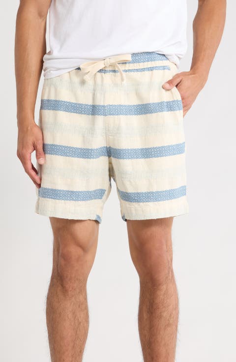 Dobby Stripe Cotton Drawstring Shorts