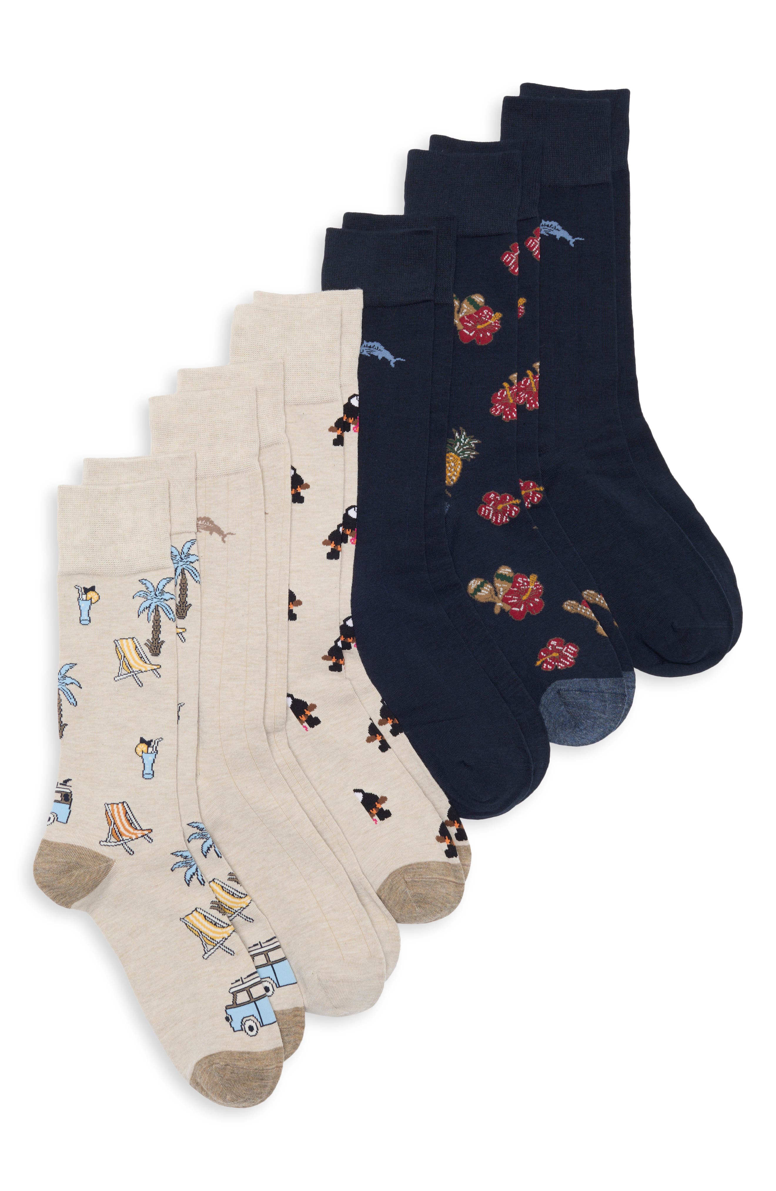 6-Pack Motif Crew Socks