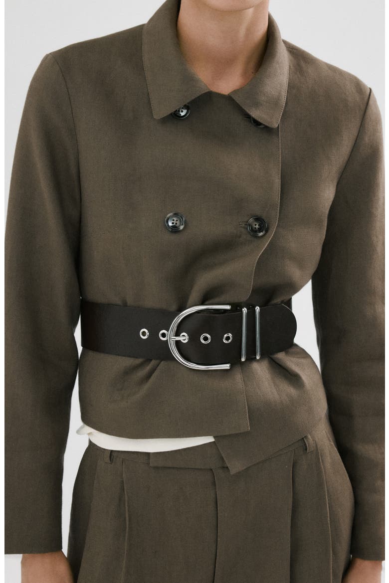 Double Breasted Linen Jacket, Alternate, color, KHAKI GREEN
