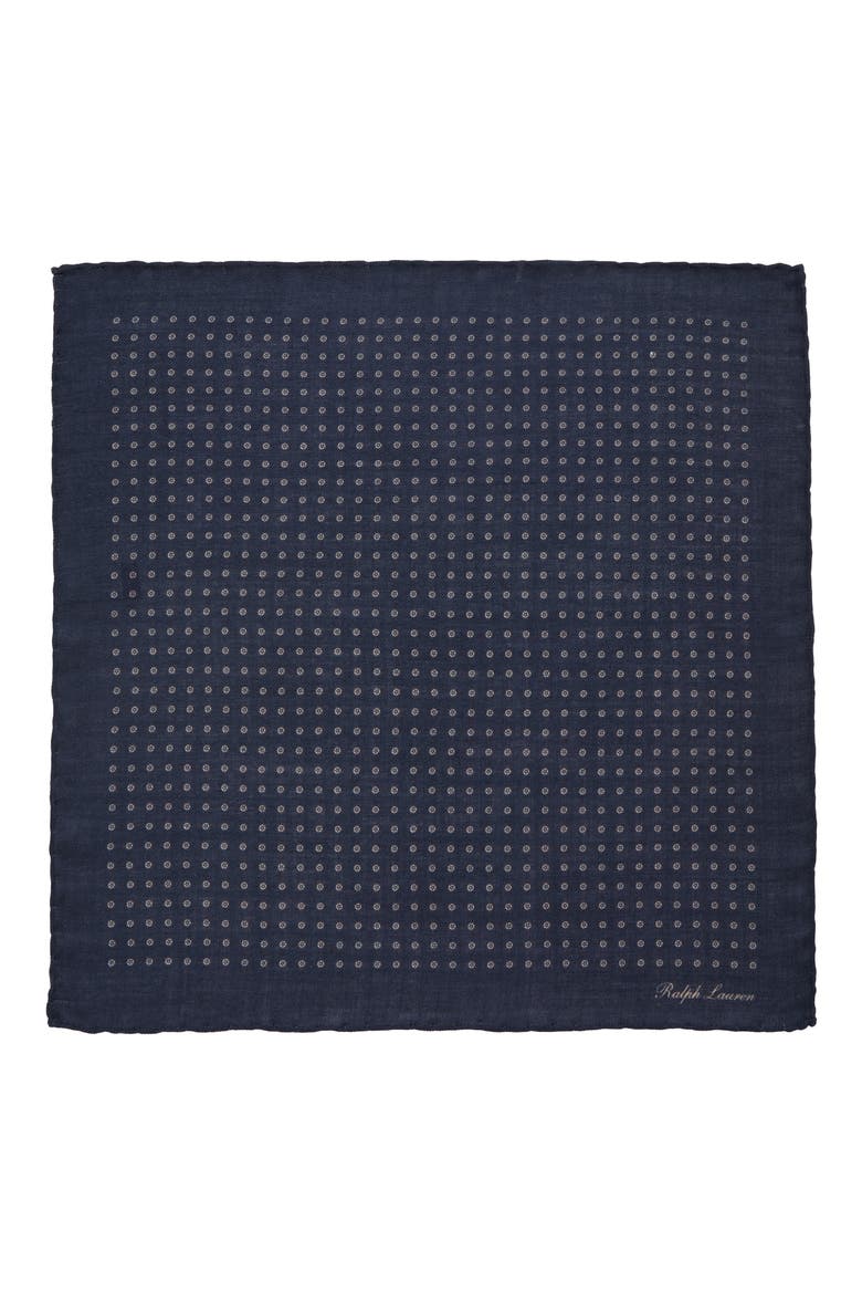 Polka Dot Cashmere & Silk Pocket Square, Alternate, color, NAVY