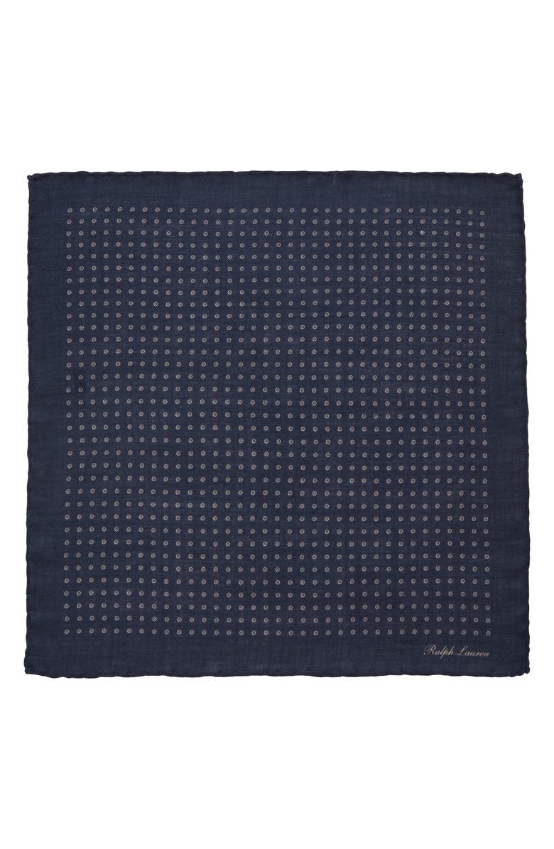 Ralph Lauren Purple Label Polka Dot Cashmere 
Silk Pocket Square, Alternate, color, Navy