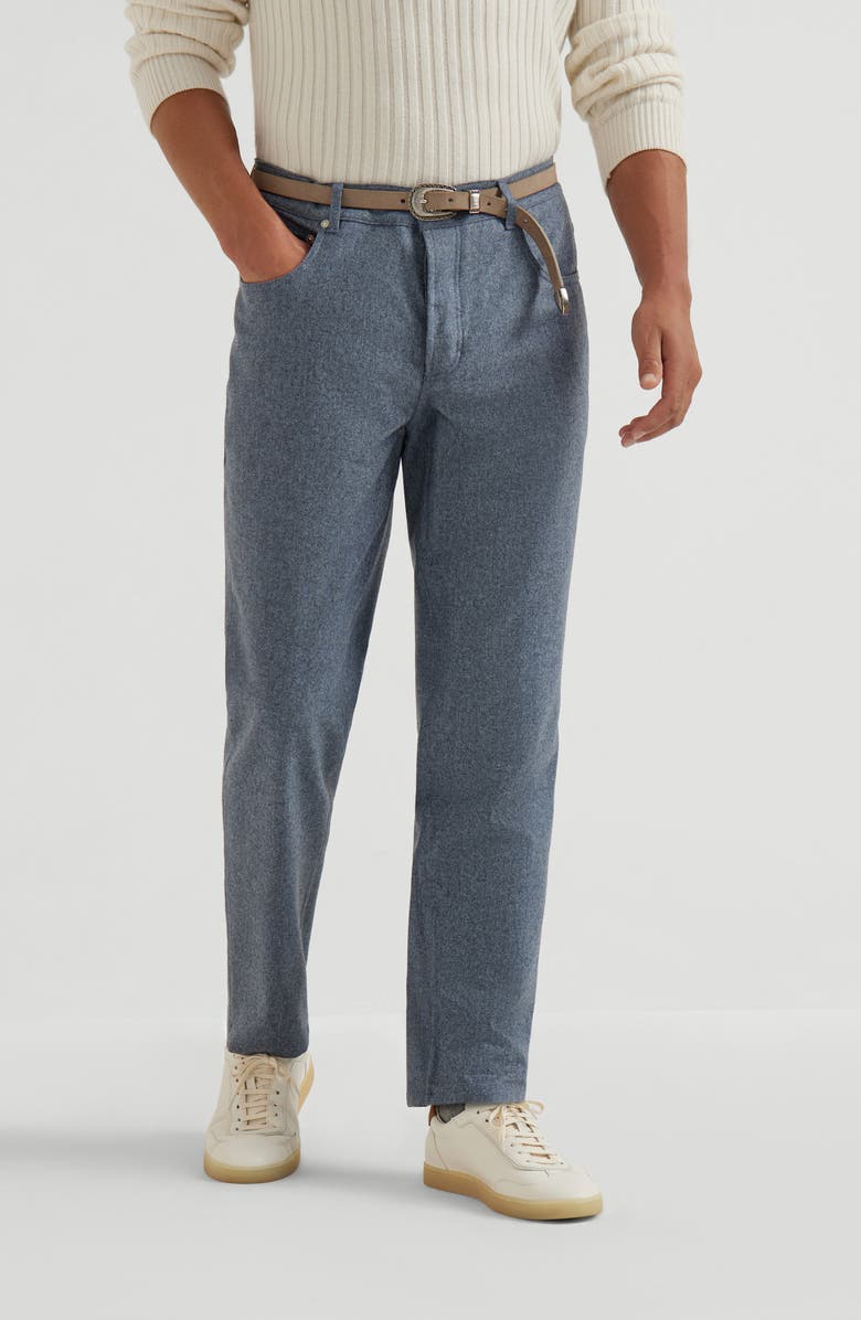 Brunello Cucinelli Flannel trousers, Alternate, color, Denim