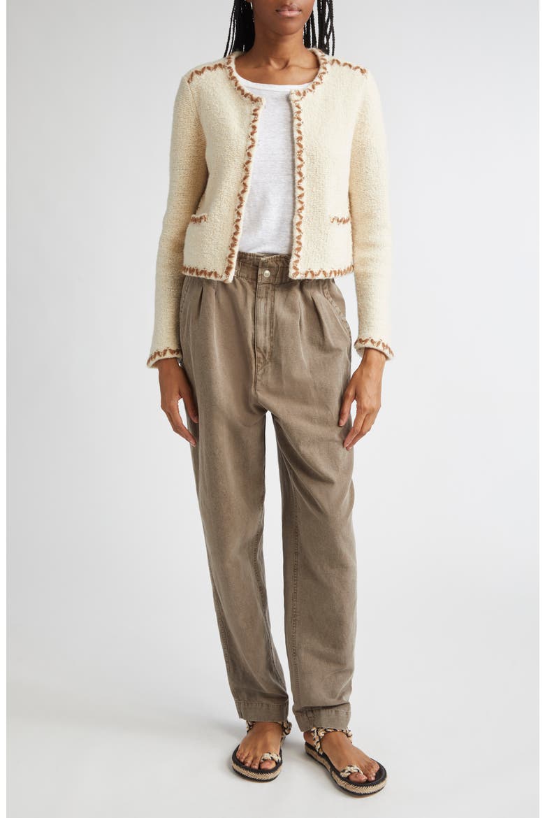 Rochelle Bouclè Jacket, Alternate, color, ECRU/ BRONZE