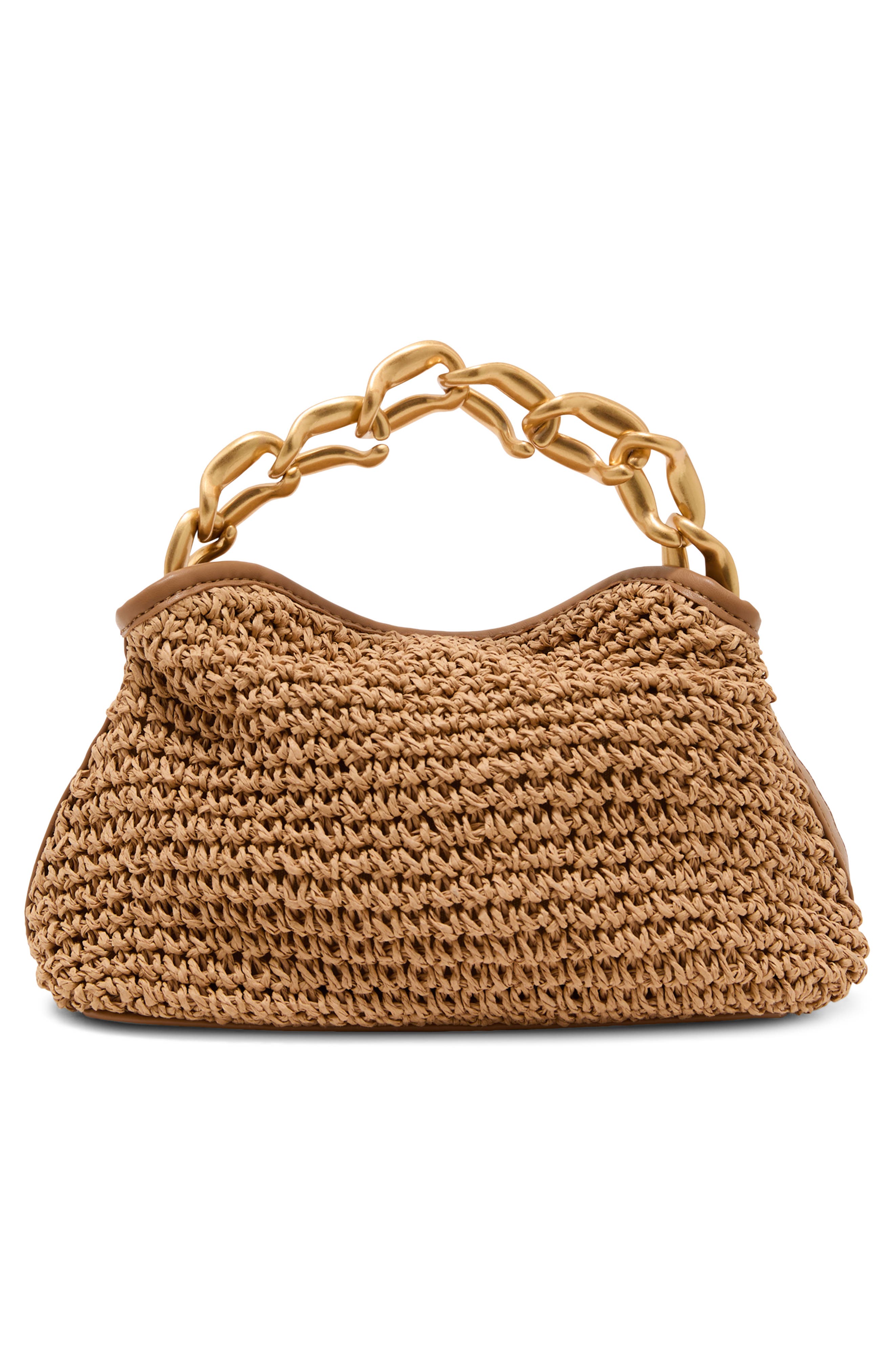 Reiss Peony Raffia Effect Chain Handle Clutch, Alternate, color, Natural