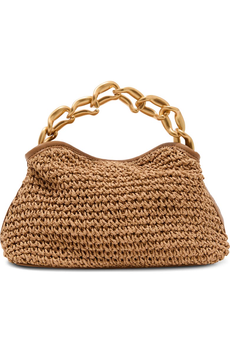 Reiss Peony Raffia Effect Chain Handle Clutch, Alternate, color, Natural