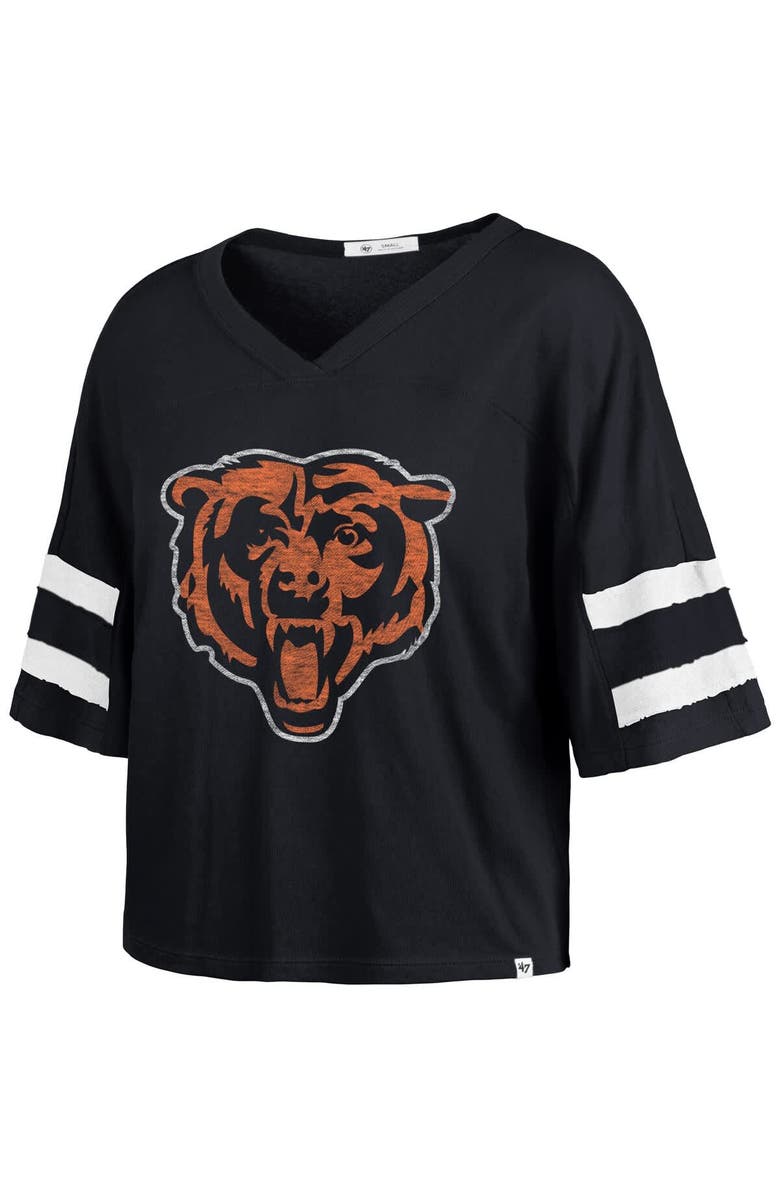 '47 Women's '47 Navy Chicago Bears Premier Scout Cropped V-Neck T-Shirt, Alternate, color, 