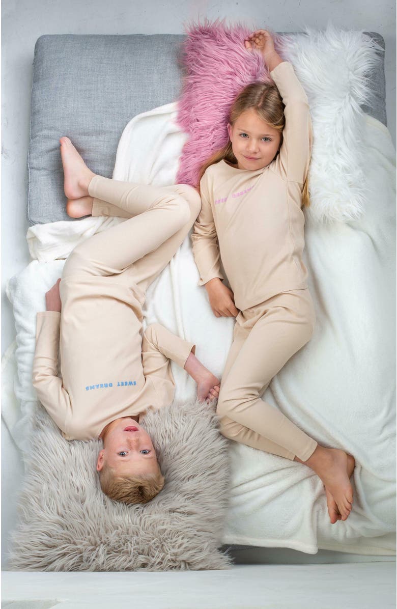 NoggiWear Sweet Dreams Loungewear Set, Alternate, color, Beige / Light Blue