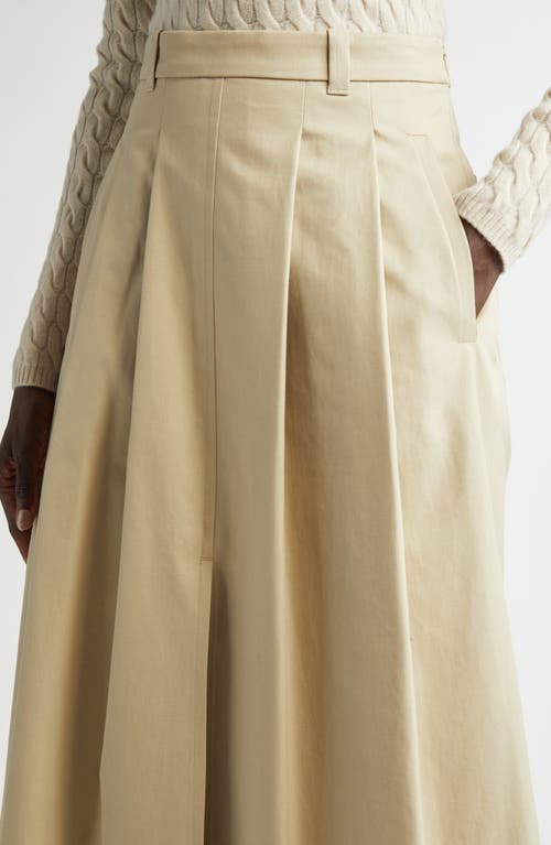 Altuzarra Mack Pleated Cotton Twill Midi Skirt In Sapling