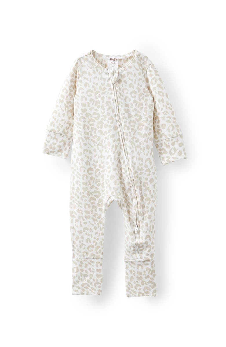 Cotton On Kids Growie Long Sleeve Zip All In One Romper, Main, color, Rainy Day Ocelot