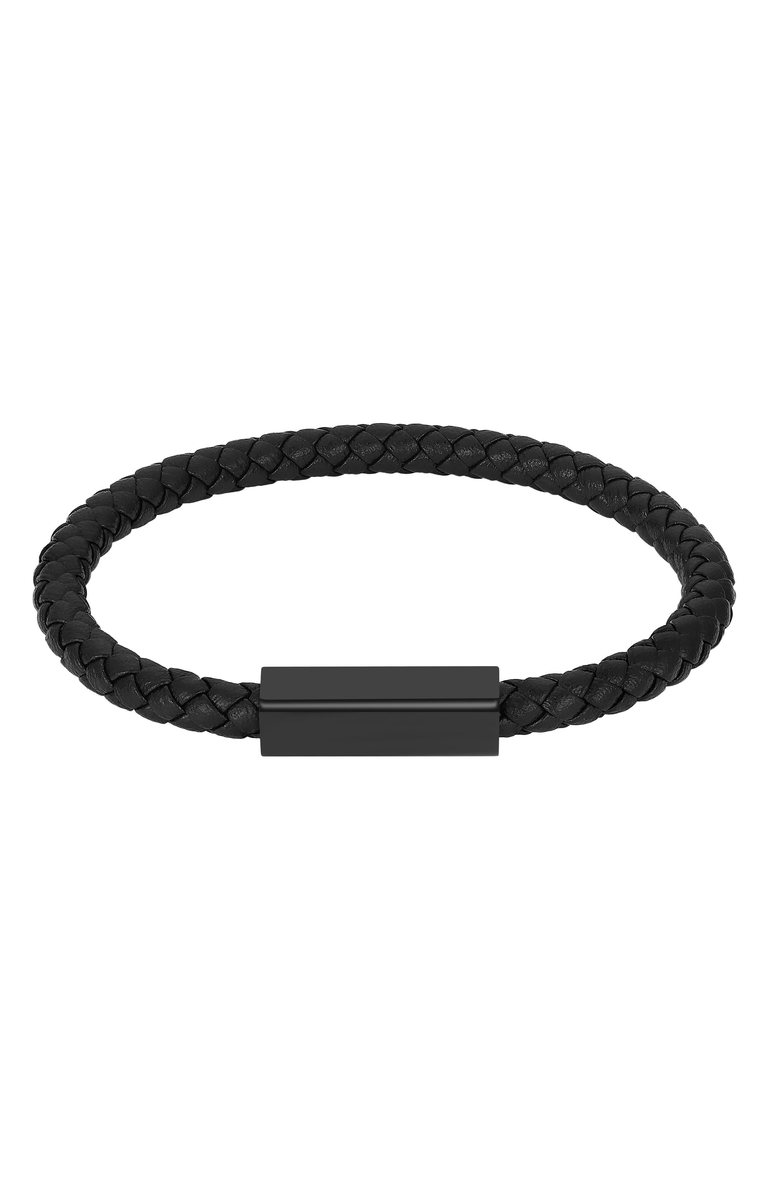 GEOFFREY BEENE Men's Braided Leather Bracelet