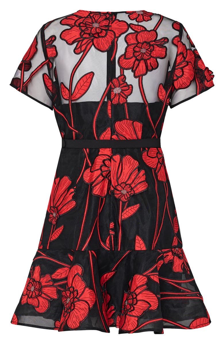 Milly Rosie Grand Fleur Embroidered Dress, Alternate, color, Black/ Red