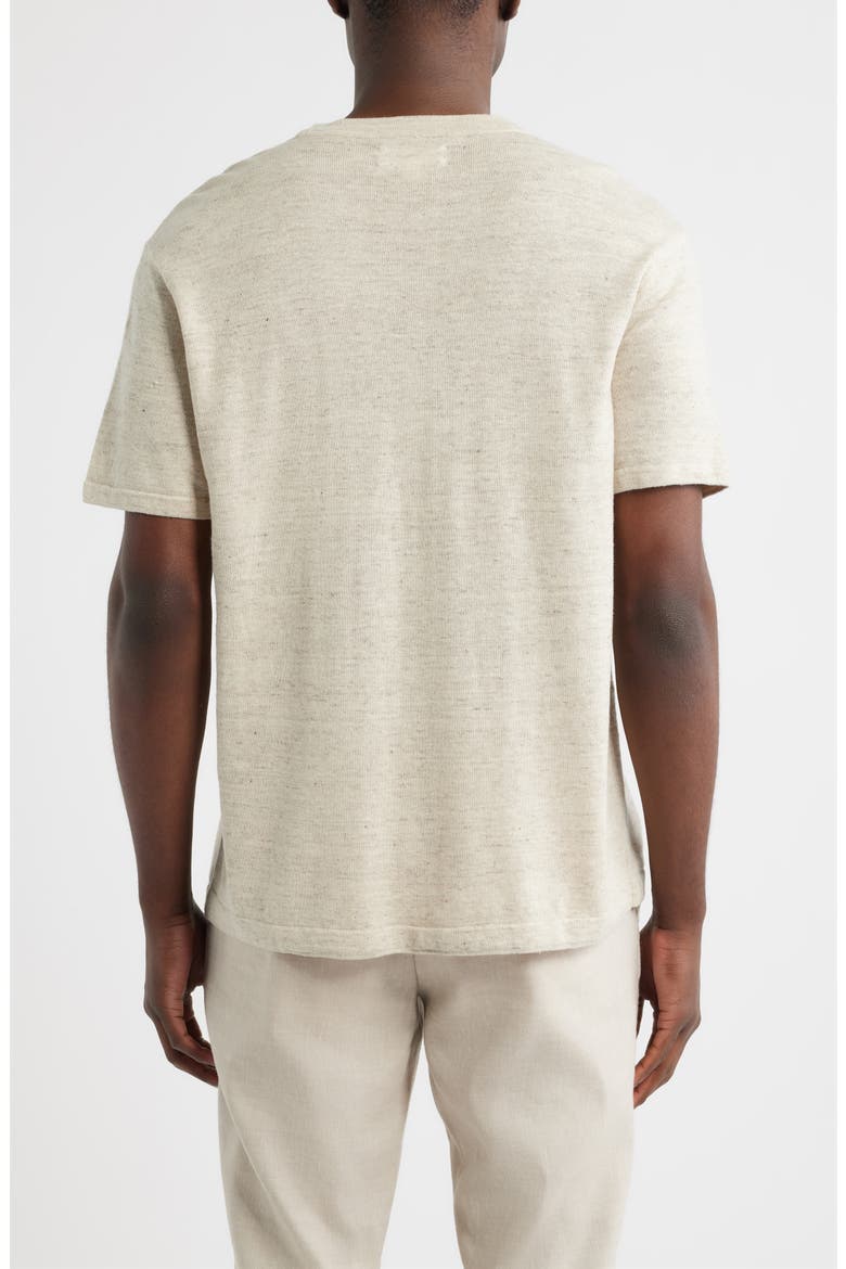 Linen & Cotton Short Sleeve Sweater Tee, Alternate, color, BEIGE OAK HEATHER