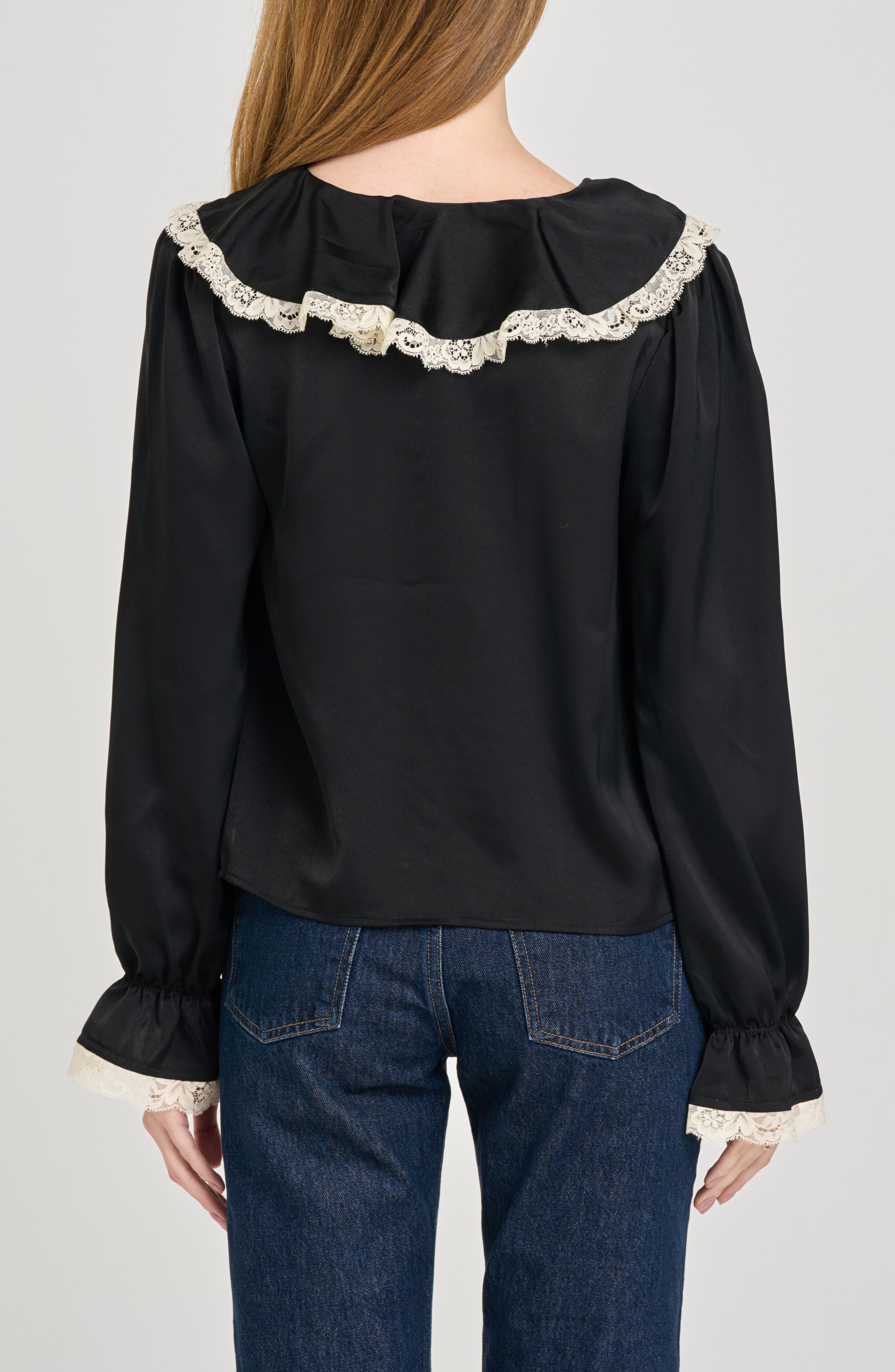 Lacy Long Sleeve Tie Front Top - image 2