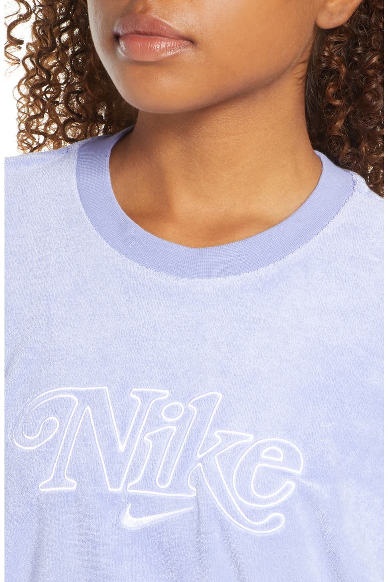 Sportswear Retro Femme Terry Crewneck Crop Sweatshirt, Alternate, color, LIGHT THISTLE