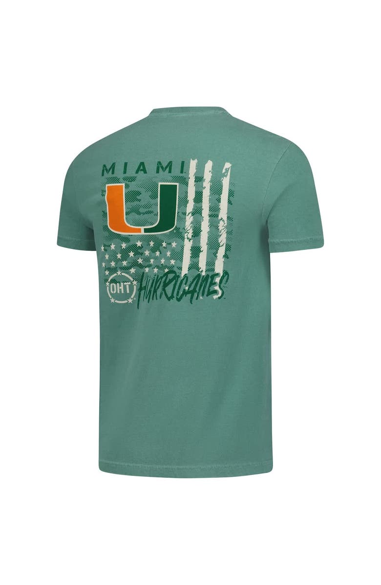 IMAGE ONE Men's  Green Miami Hurricanes Comfort Colors OHT Camo Overlay T-Shirt, Alternate, color, Green