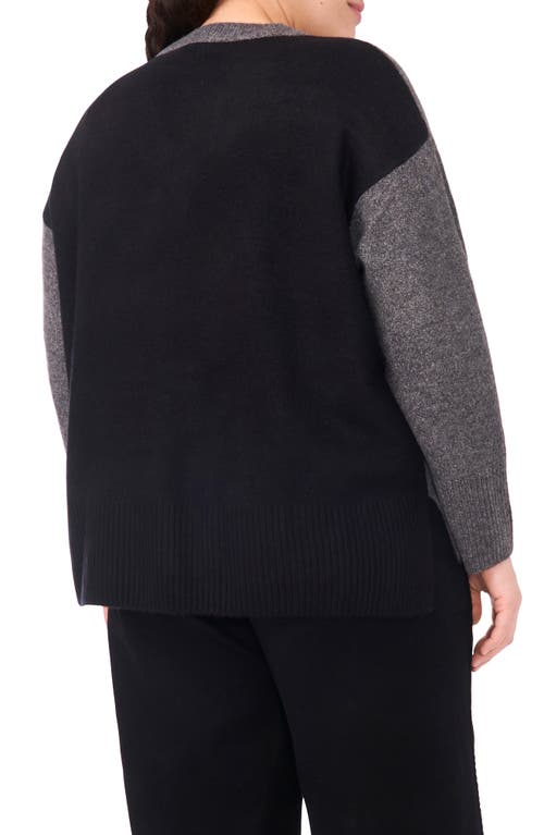 Vince Camuto Colorblock V-neck Sweater In Gray