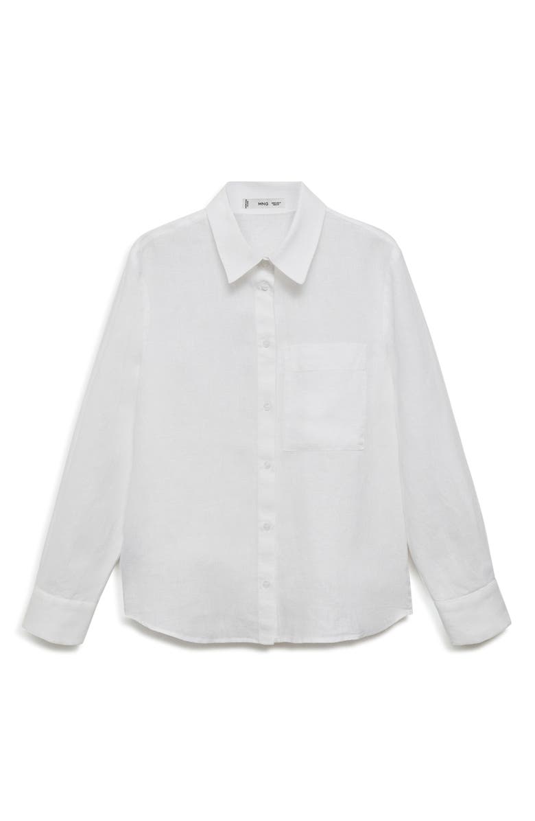 MANGO Linen Button-Up Shirt, Alternate, color,