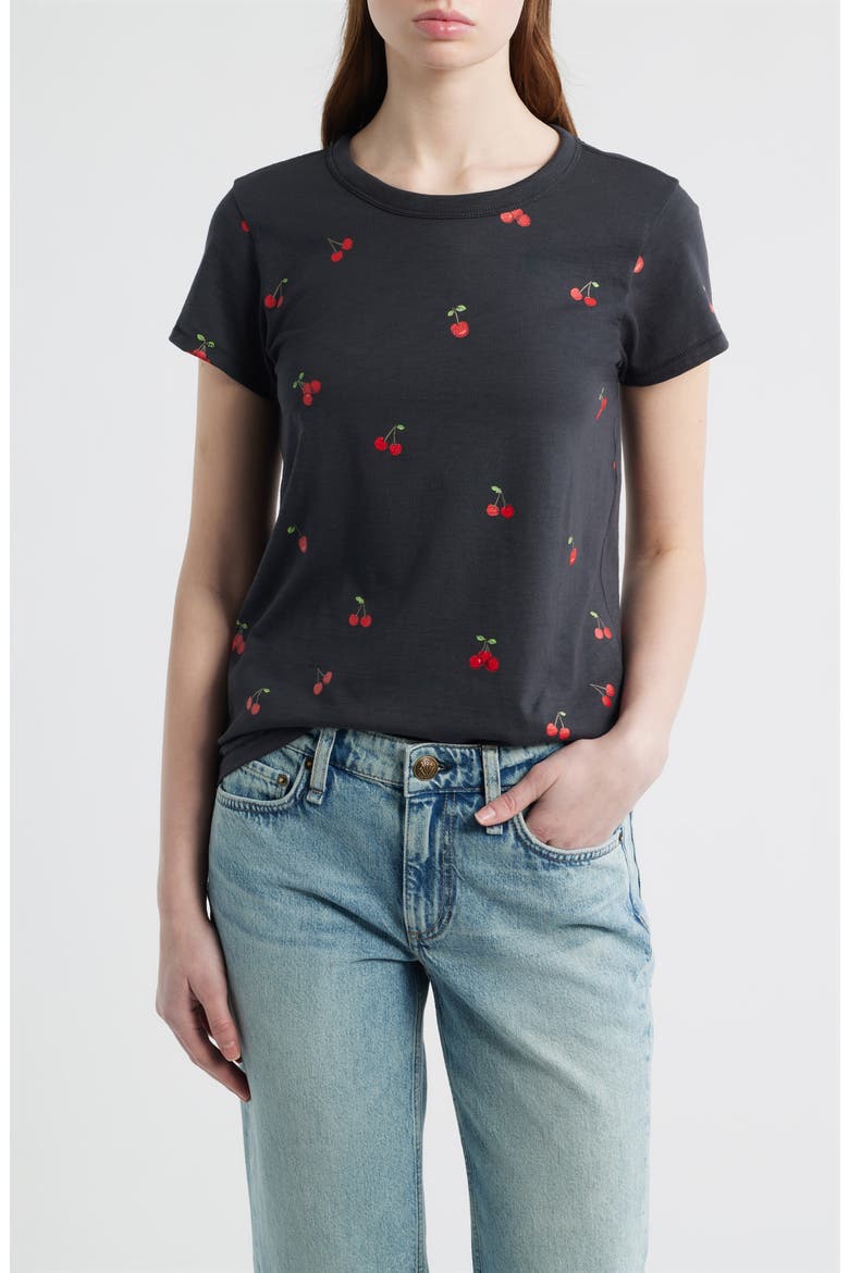 Cherry Print Cotton Graphic T-Shirt, Main, color, BLACK MULTI