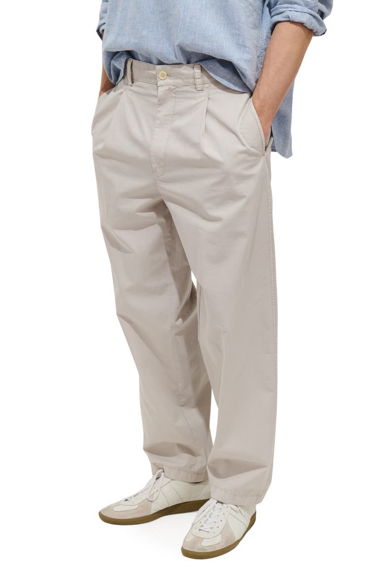Georges Pleated Cotton Pants, Alternate, color, STONE