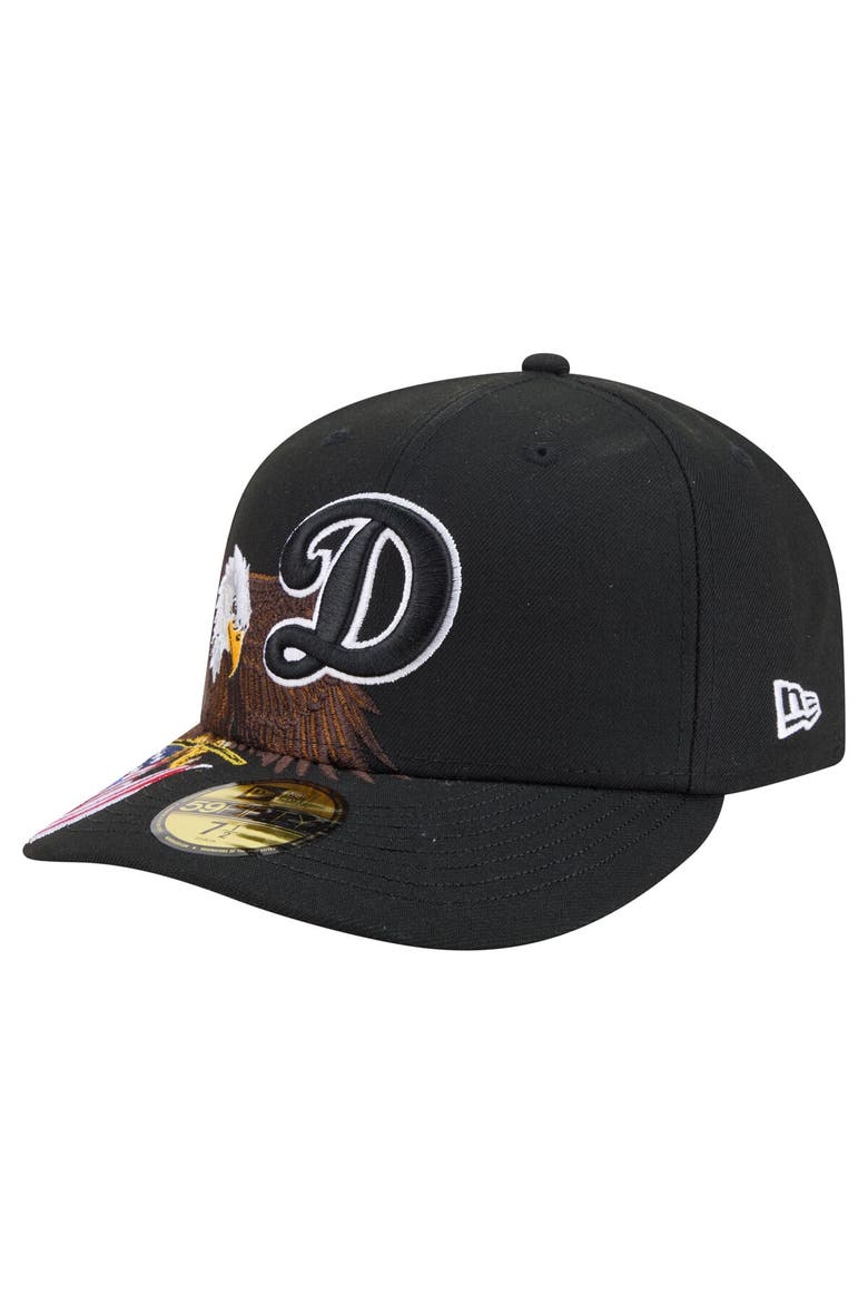 Men's New Era Black Los Angeles Dodgers Americana Bald Eagle Pre-Curved 59FIFTY Fitted Hat, Alternate, color, Black