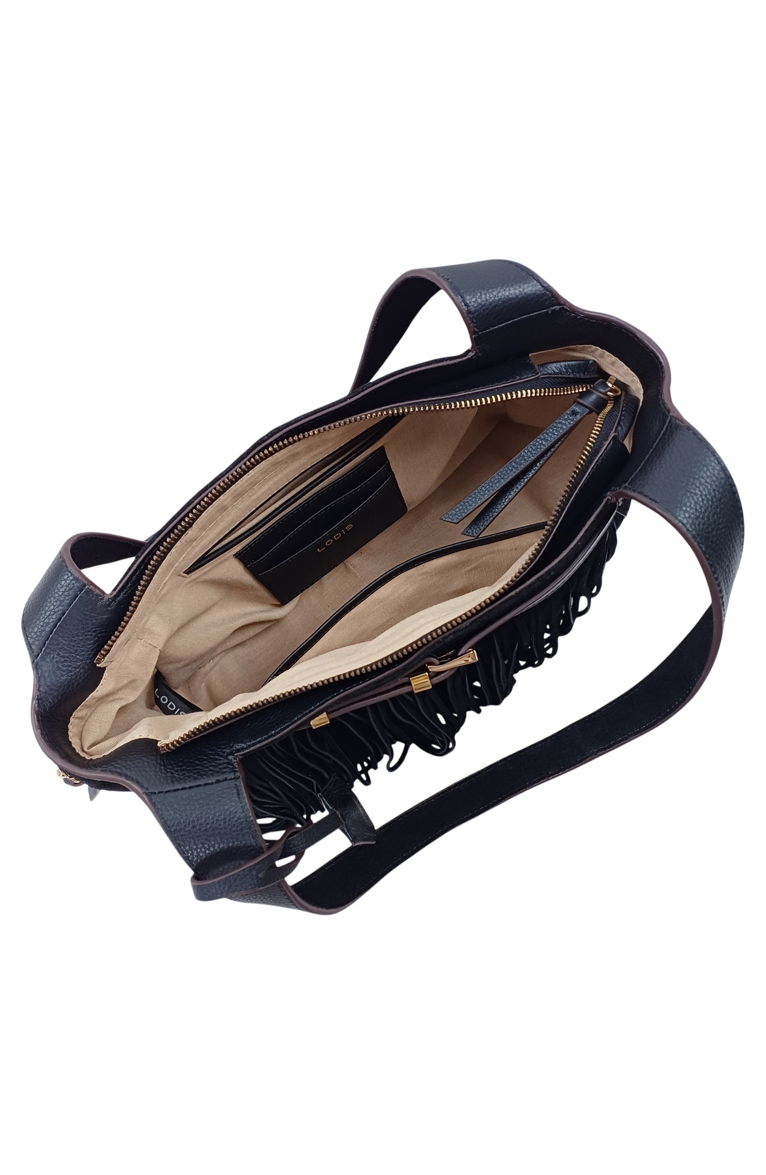 Ceres Medium Leather Tote, Alternate, color, BLACK SUEDE