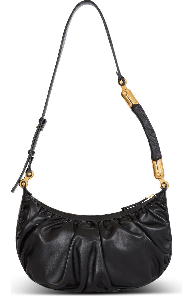 Balmain Ebene Hobo bag in calfskin leather, Alternate, color, Black