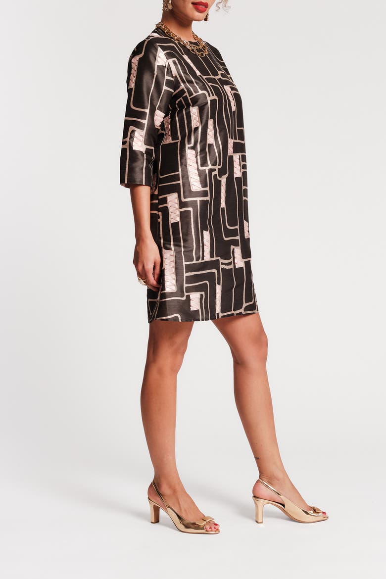 Mod Dress Topiary Maze, Alternate, color, Olive/Pink