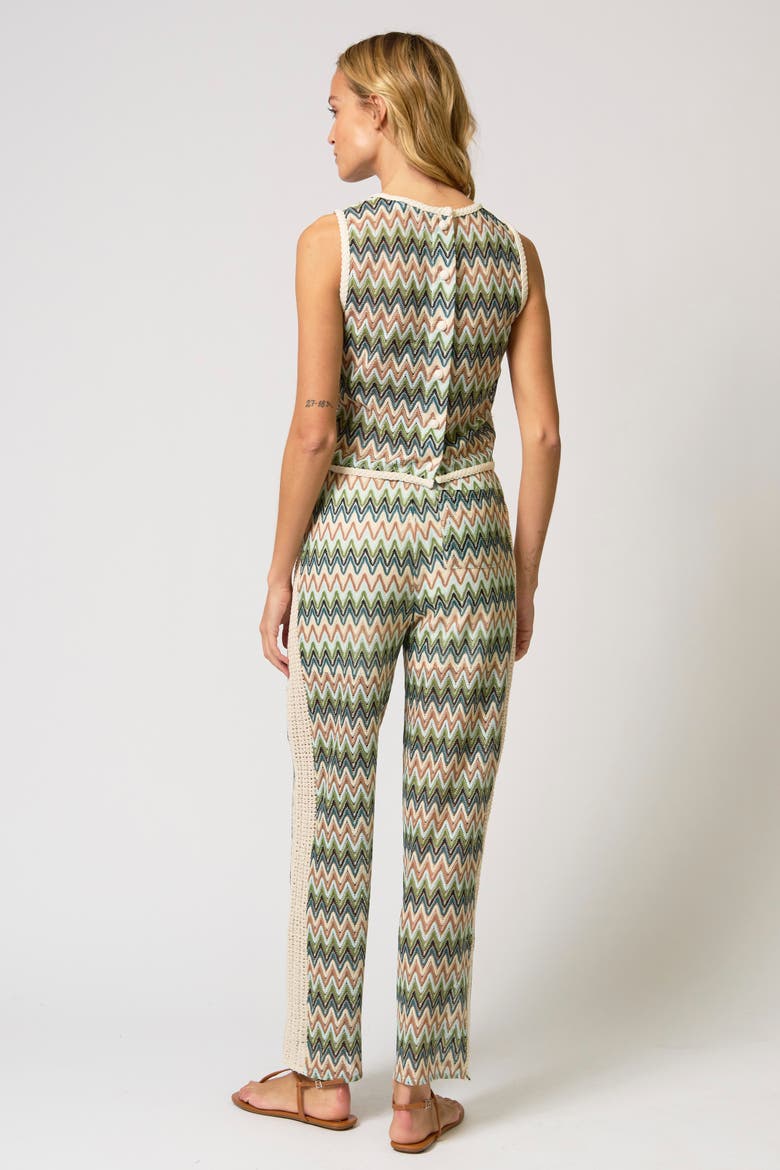 Celine Rainbow Crochet Knit Button-Back Shell, Alternate, color, NEUTRAL MULTI