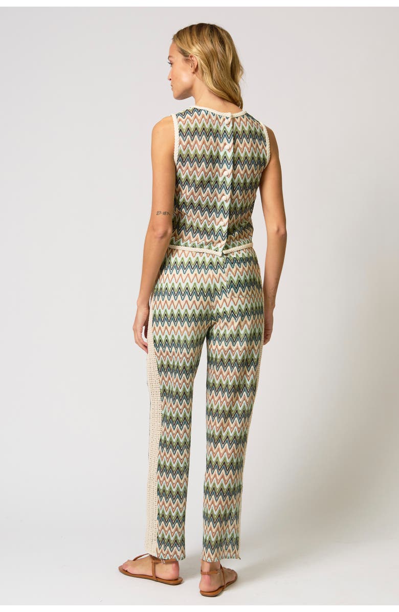 Central Park West Celine Rainbow Crochet Knit Button-Back Shell, Alternate, color, Neutral Multi