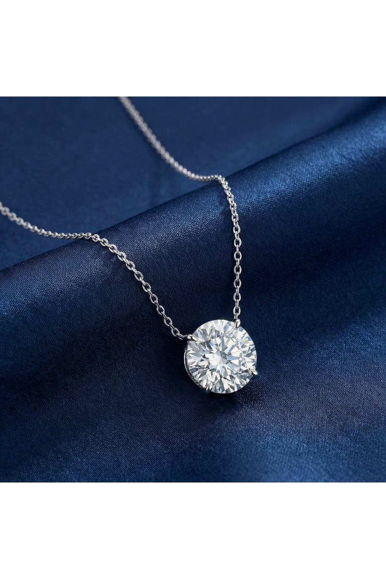 1 1/2Ct Round Cut Solitaire Diamond Pendant 14k Gold Women's 18" Chain Lab Grown, Alternate, color, White Gold