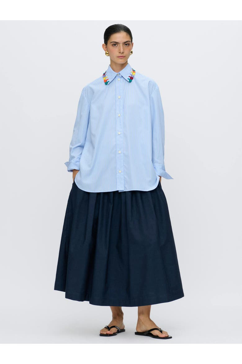 LYN Tassel collar shirt MC, Alternate, color, Blue