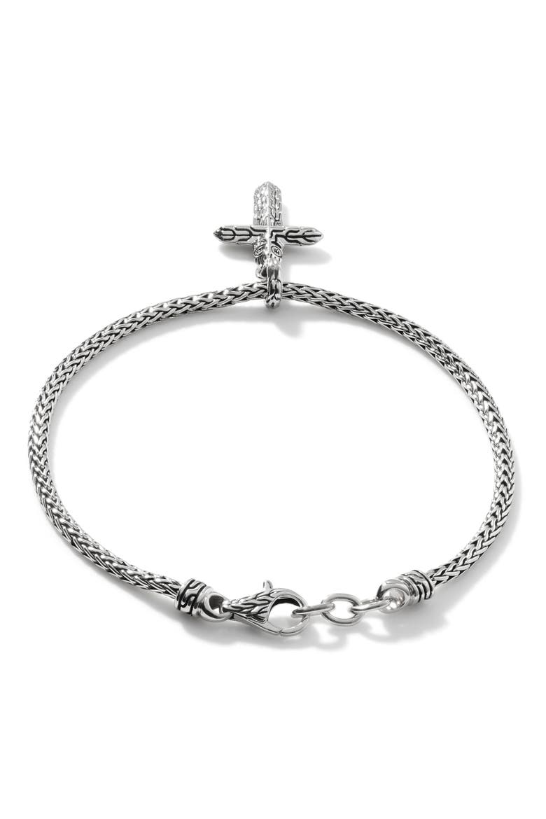 Cross Charm Bracelet, Sterling Silver, Alternate, color, SILVER