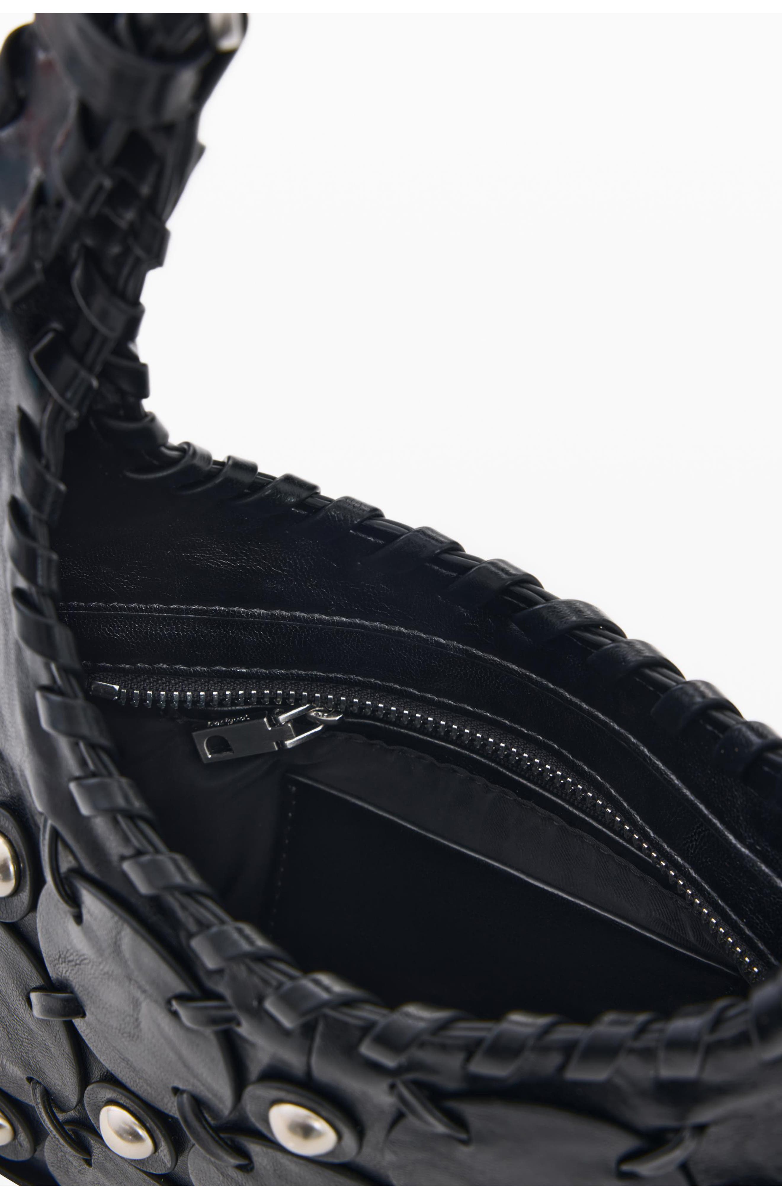 Desigual Studded Faux Leather Shoulder Bag, Alternate, color, Black