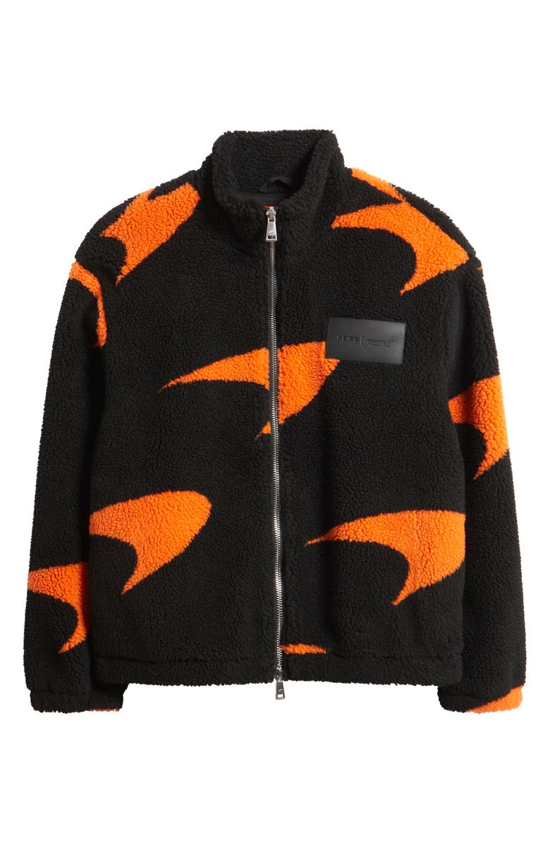 Reiss x McLaren Fleece Jacket, Main, color, Black/ Papaya Or