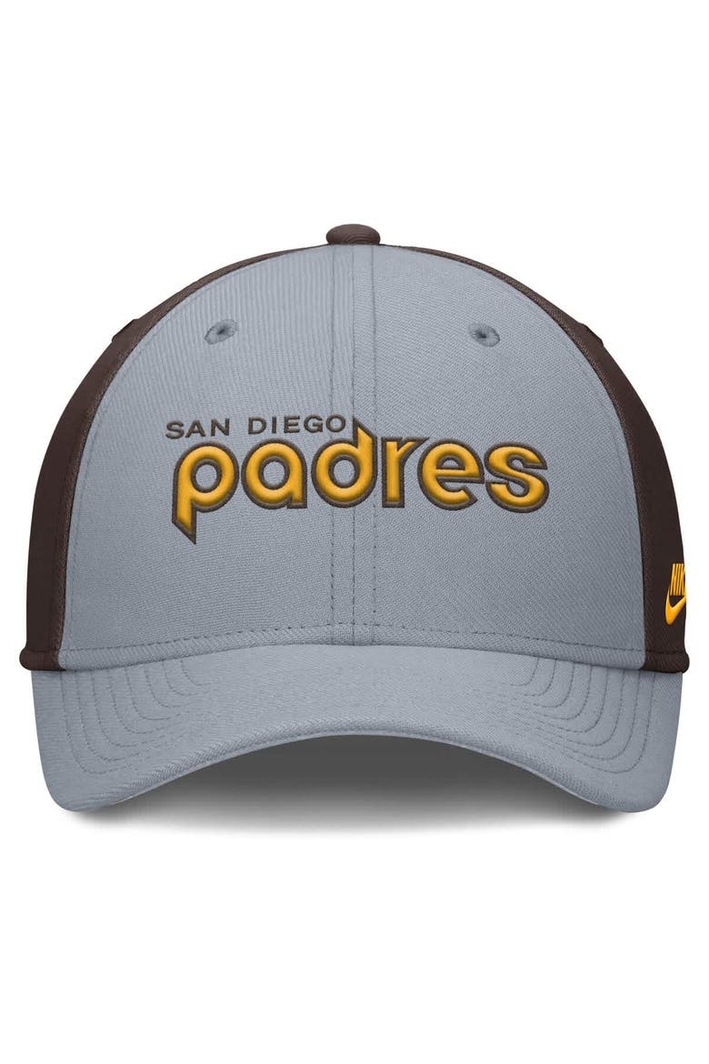 Men's Nike Gray/Brown San Diego Padres Rise Swoosh Performance Flex Hat, Alternate, color, Gray